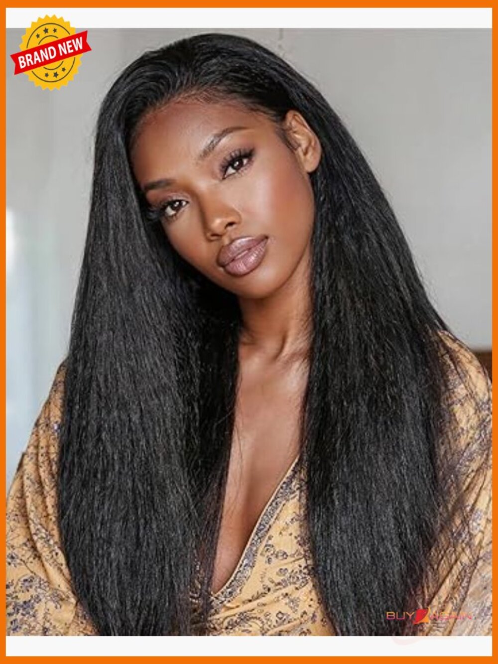 Kinky Straight Half Wig Human Hair 200% Density 3 In 1 Glueless Wear and Go